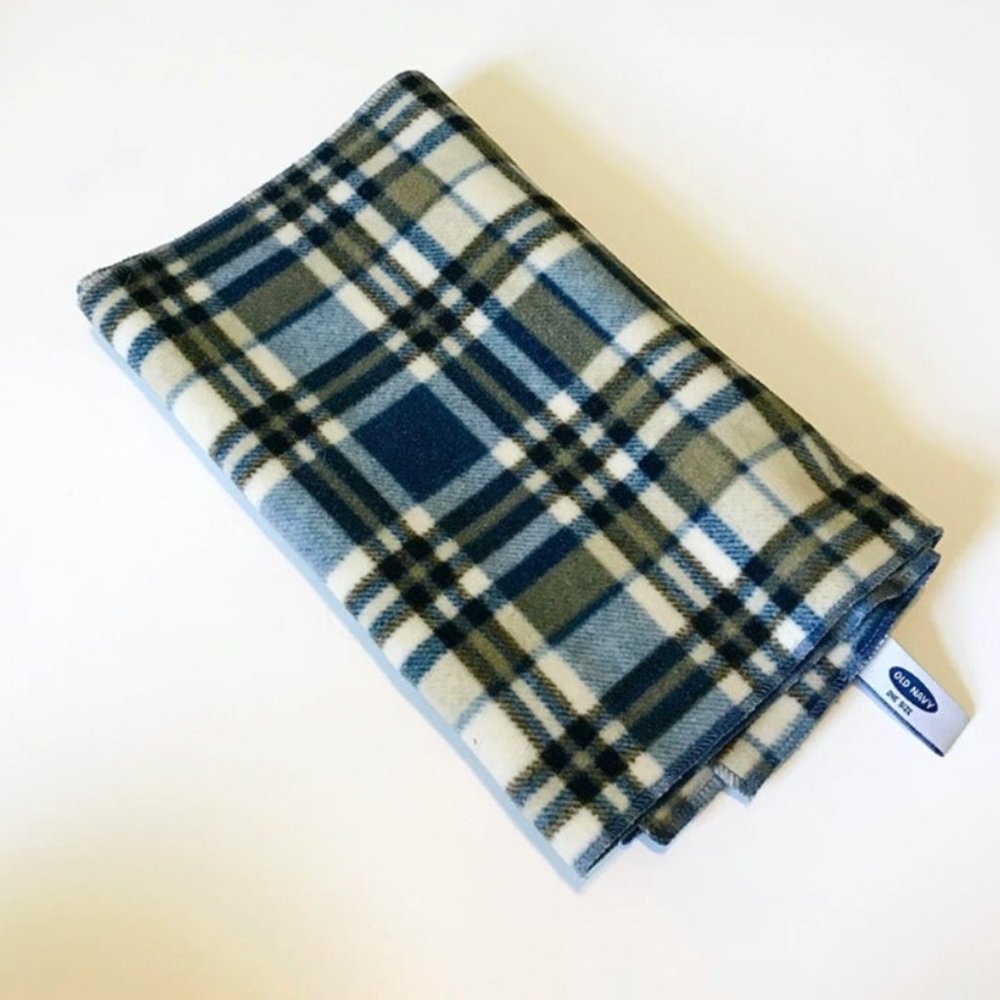 Y2K Soft Winter Blue Plaid Scarf